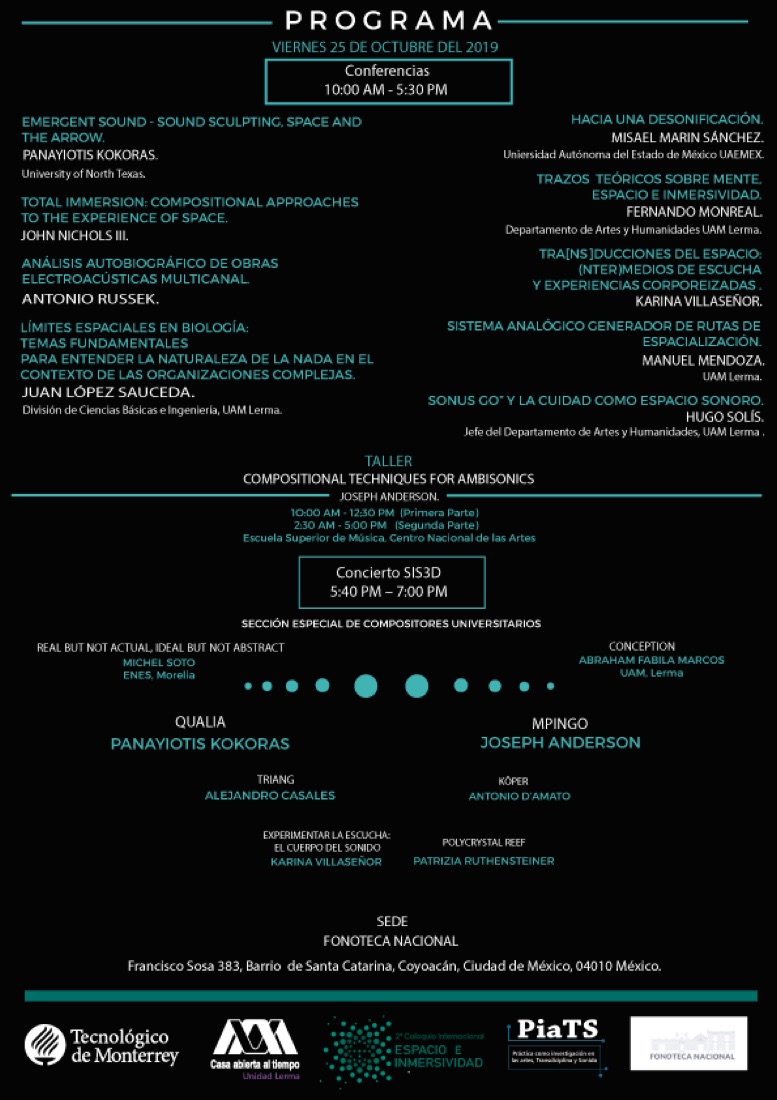 Cartel de II Coloquio Internacional Espacio e Inmersividad