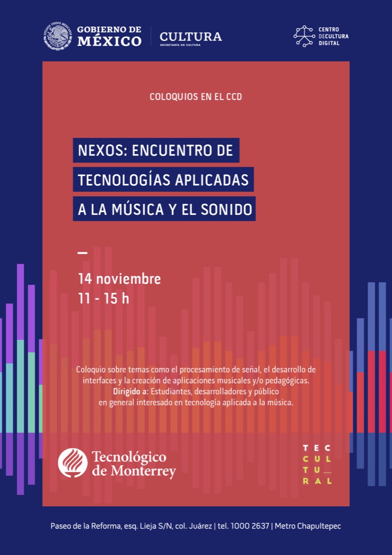 Cartel de Nexos: encuentro de tecnologías aplicadas a la música y el sonido
